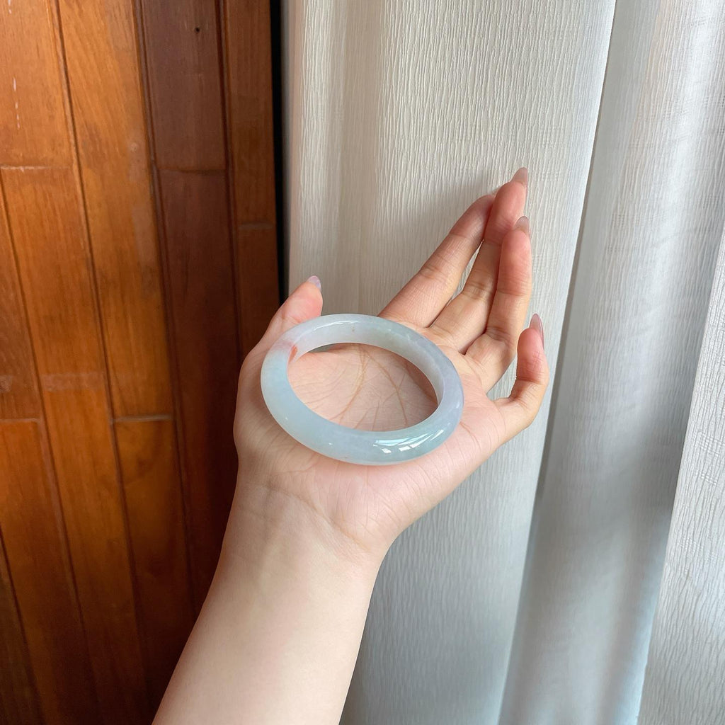 糯冰淡晴底特色翡翠平安镯（55mm）（yc289690）