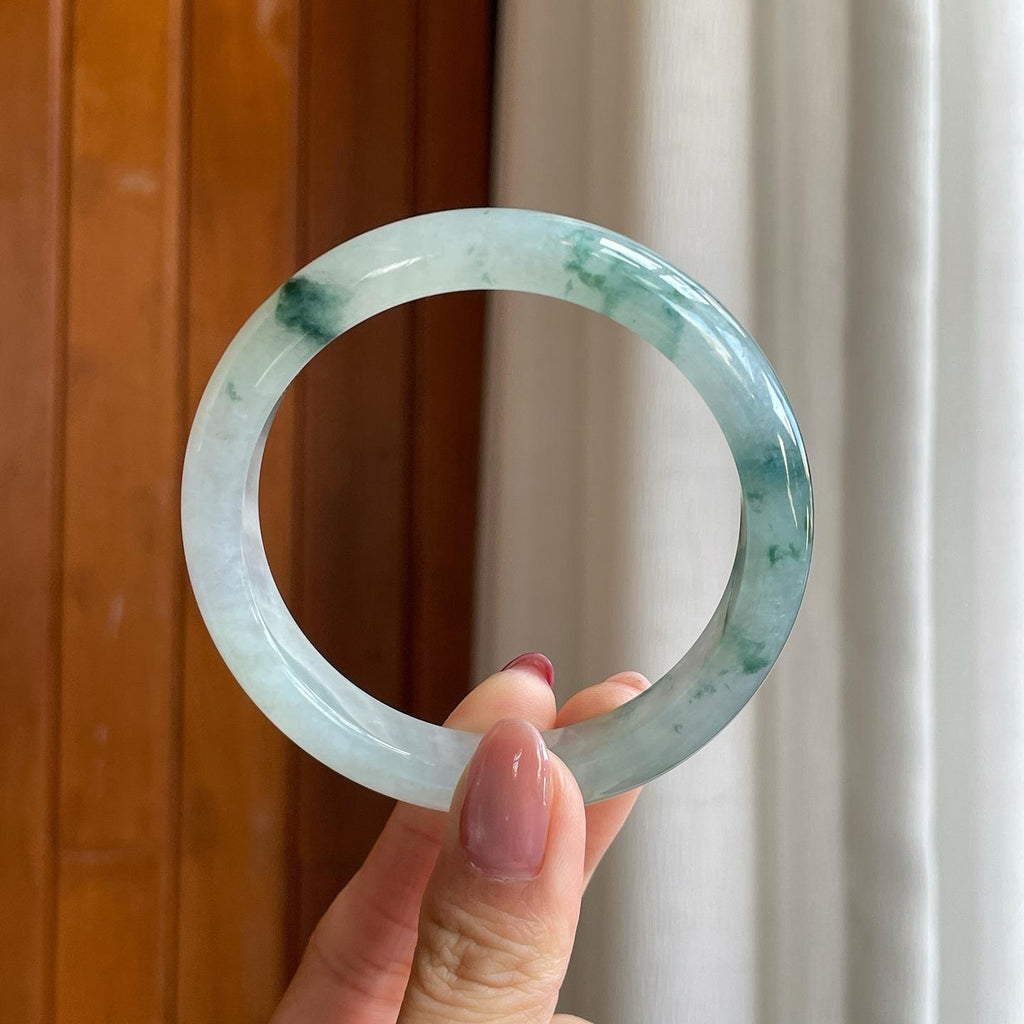 糯冰飘花翡翠平安镯（57.6mm）（yc301443）