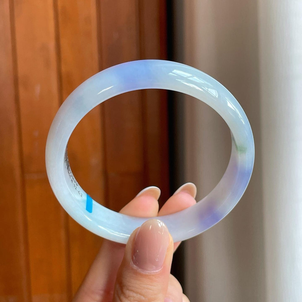 糯冰飘紫翡翠平安镯（55.4mm)（yc373439）