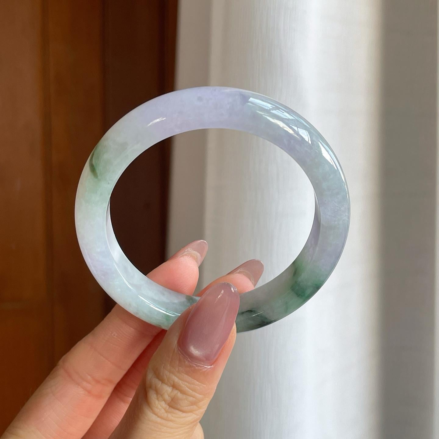 糯冰飘花翡翠平安镯（51.8mm）（yc286507）