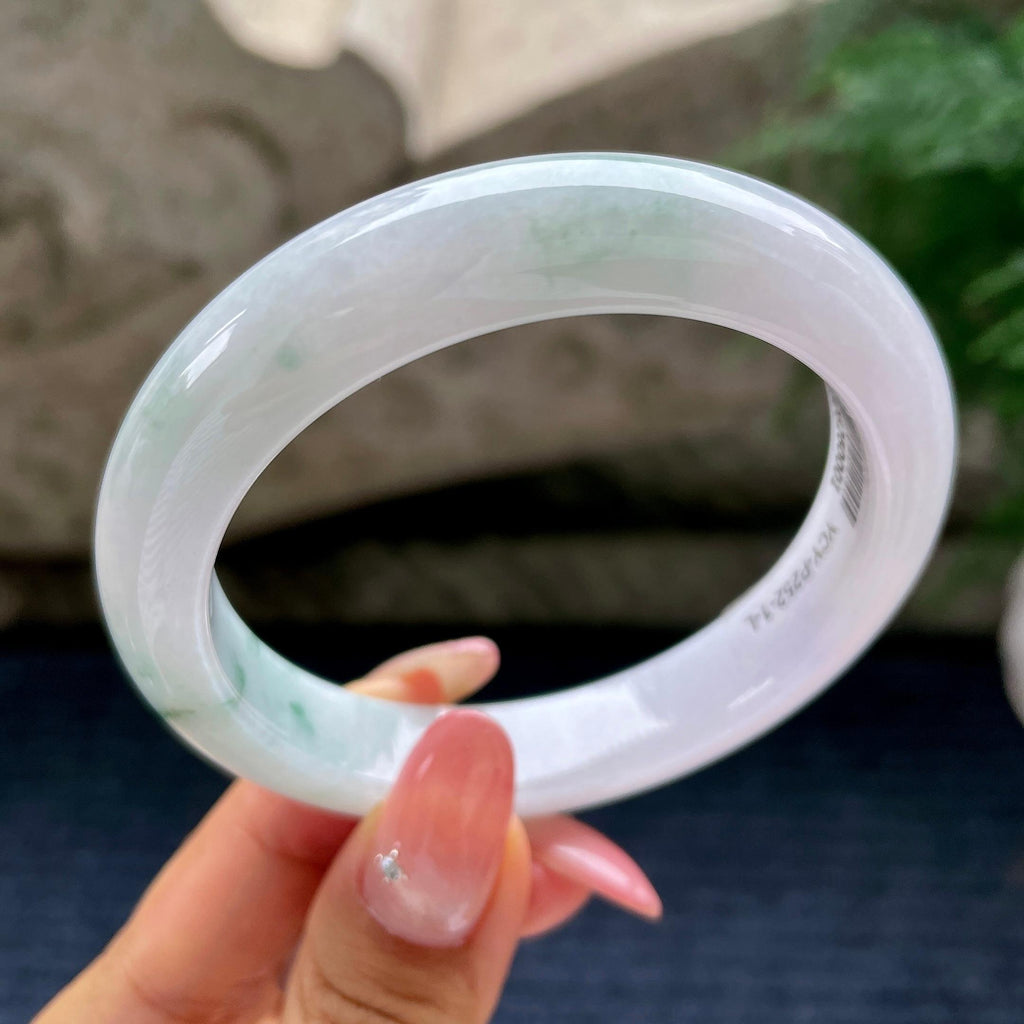 细糯种飘花正圈平安镯57.7圈   天然缅甸A货翡翠（yc441123）