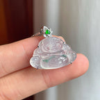 18k金镶冰种飘花翡翠佛公（yc247658）