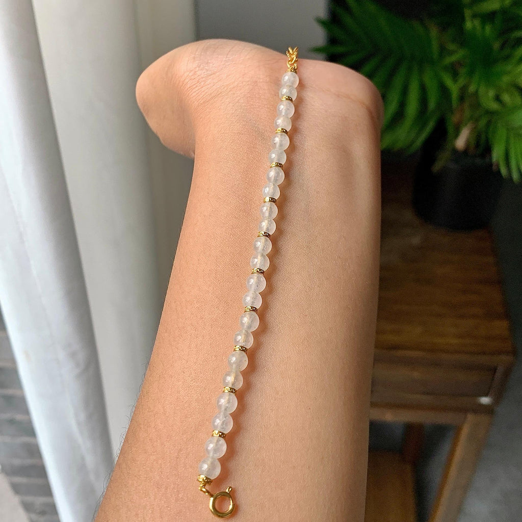 镀金镶细糯种无色手链（yc220688）