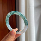 糯冰水墨花翡翠圆条手镯（53.5mm）（yc414712）