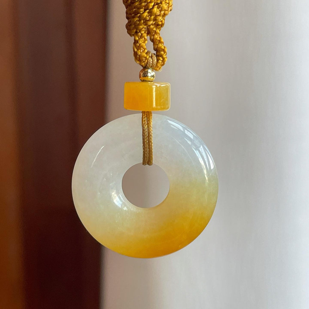 糯冰黄翡翡翠平安扣（yc269031）