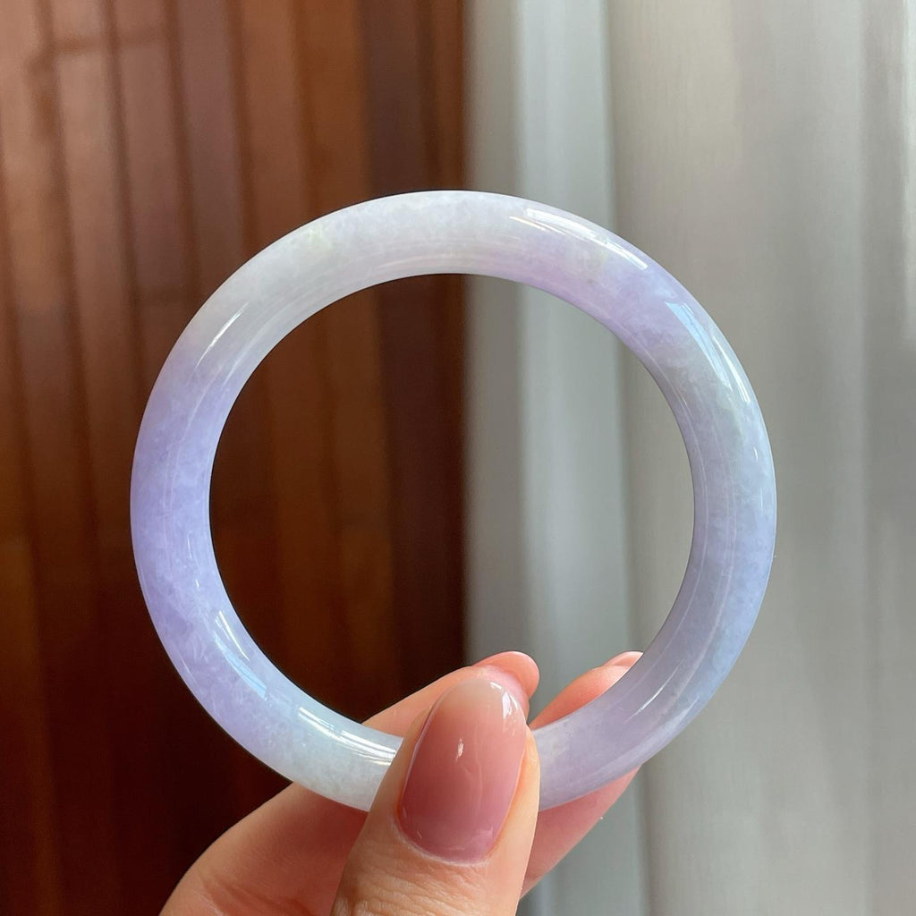 糯冰紫罗兰翡翠圆条手镯（52mm)（yc320885）
