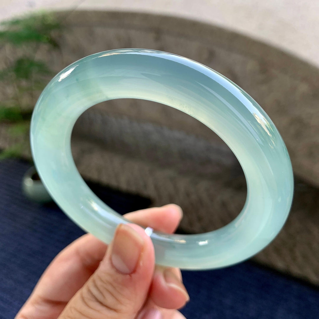 冰种蓝水飘花圆条手镯（58mm）（yc249469）