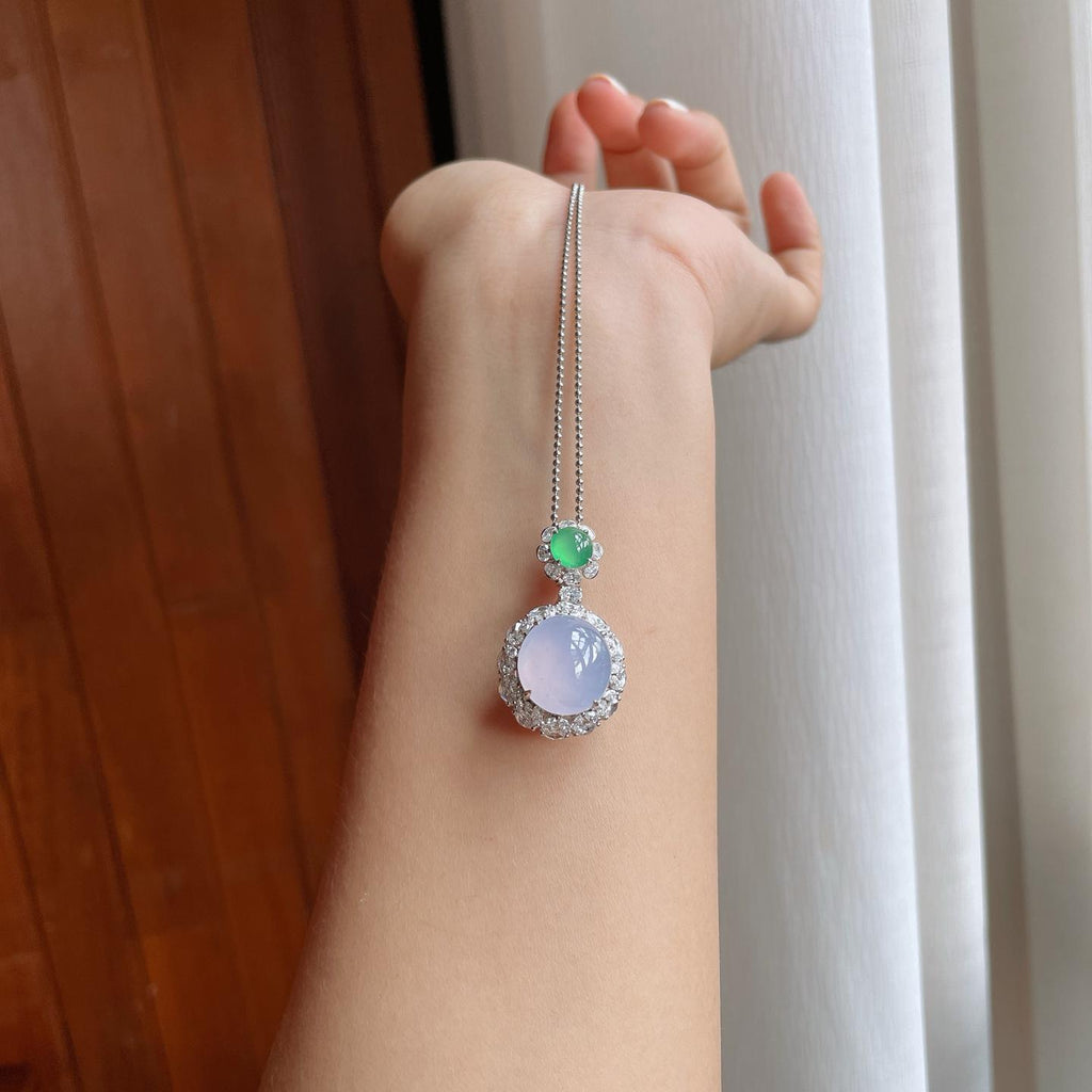 18k金镶冰种紫罗兰翡翠蛋面（yc251062）