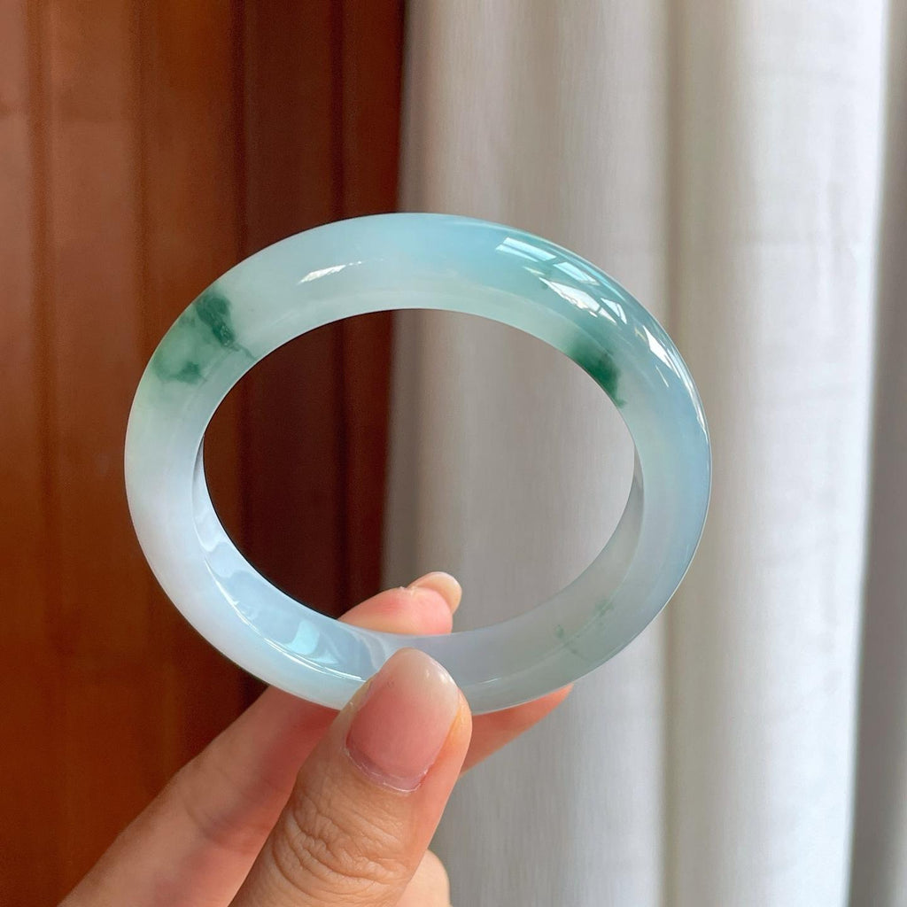 糯冰飘花翡翠平安镯（56mm）（yc400163）