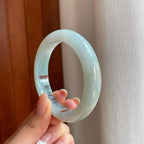 糯冰晴底飘黄翡翠平安镯（55.4mm)（yc373470）