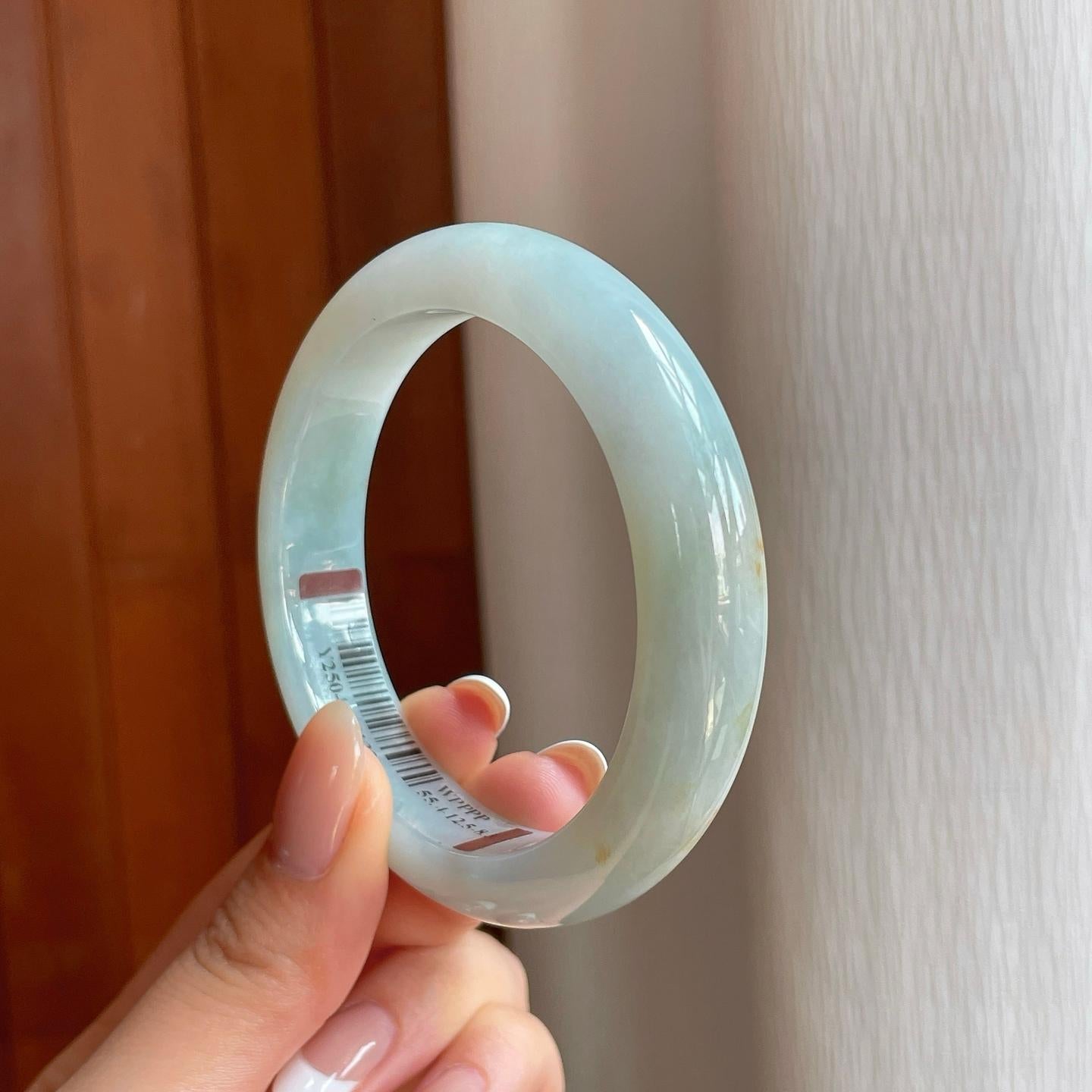 糯冰晴底飘黄翡翠平安镯（55.4mm)（yc373470）