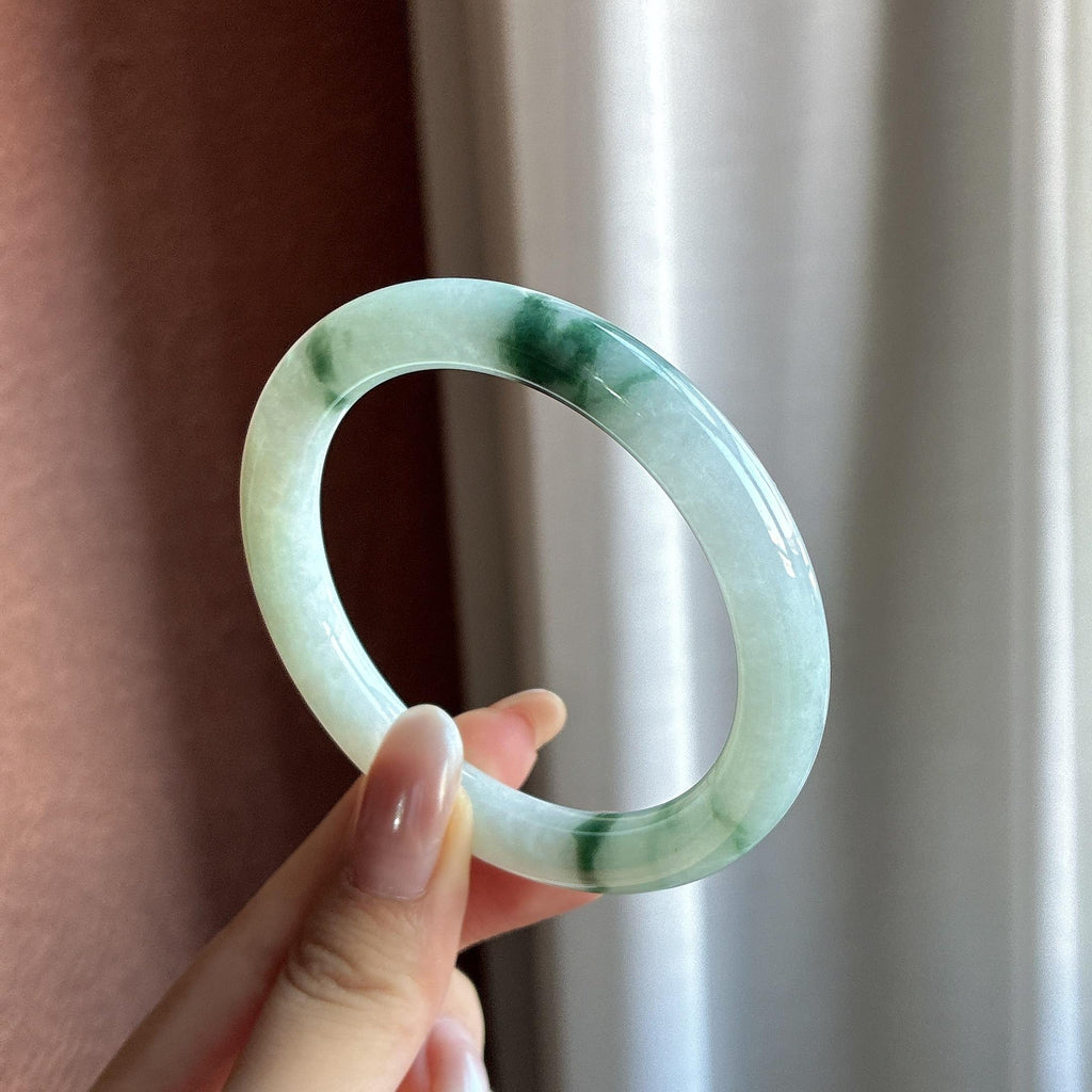 细糯冰飘花圆条手镯 54圈（yc729561）