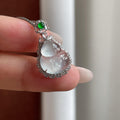 18k金镶高冰起光雪花棉无色葫芦挂件（yc723392）