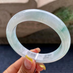 糯冰种飘花正圈平安镯55.8圈       天然缅甸A货翡翠（yc376050）