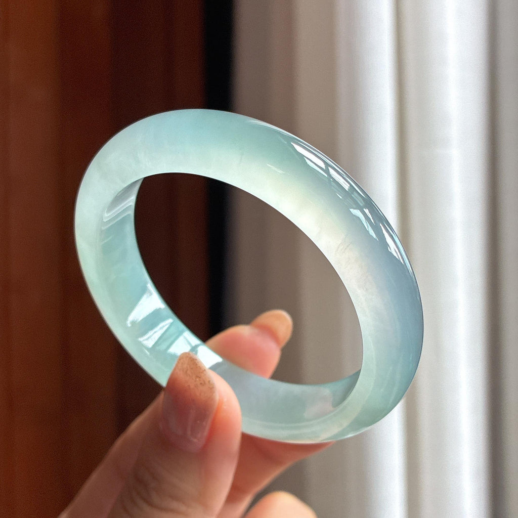 Vòng tay bình an chính khuyên 53 khuyên, ngọc phỉ thúy Myanmar tự nhiên loại A, băng cao, khởi quang, đế sắc (yc451526)