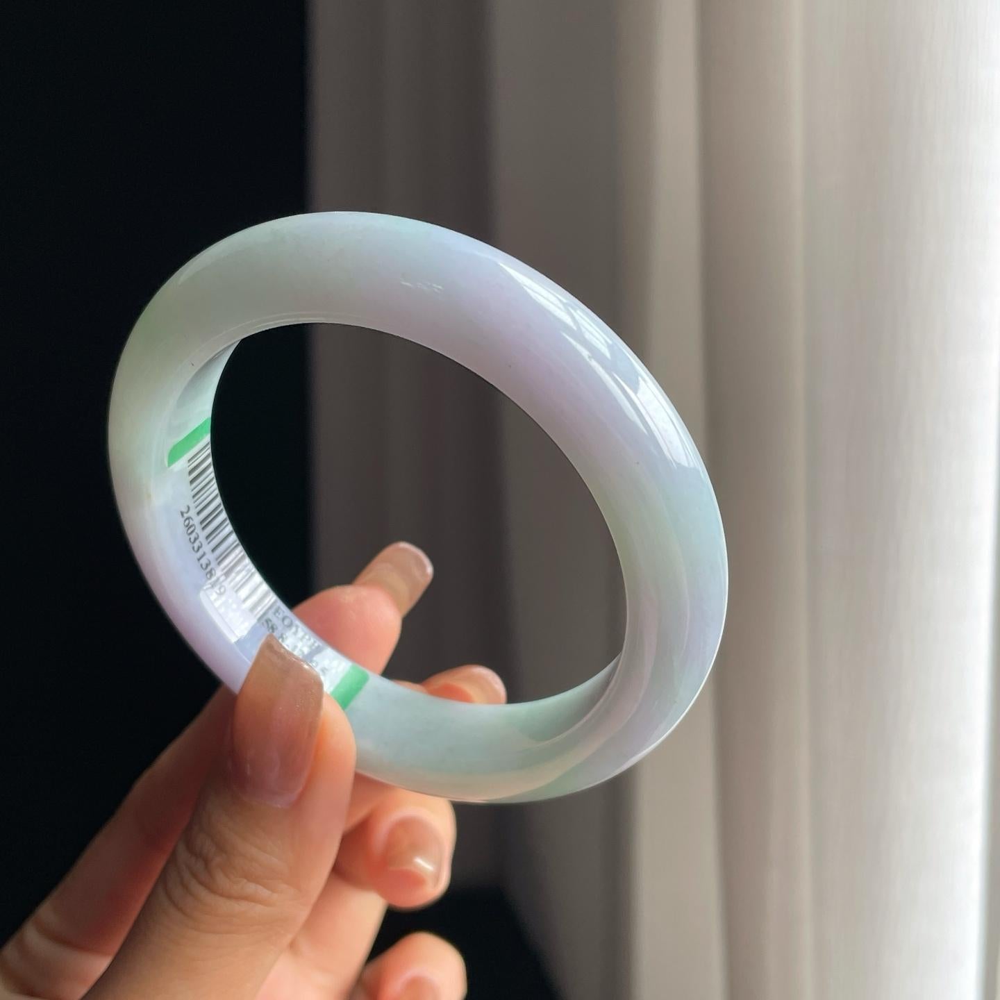糯冰淡春彩翡翠平安镯（57.6mm）（yc374201）
