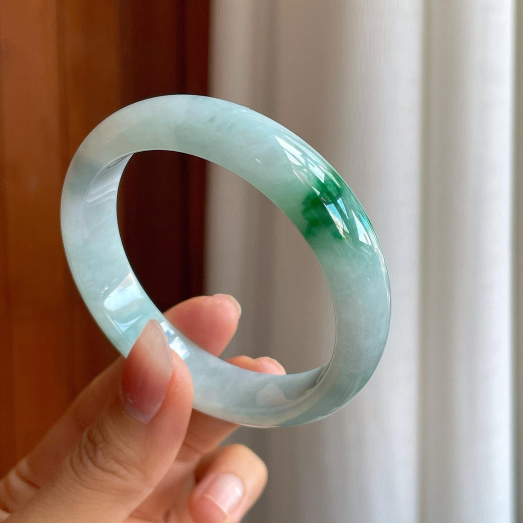 糯冰飘花翡翠平安镯（55.5mm）（yc312902）