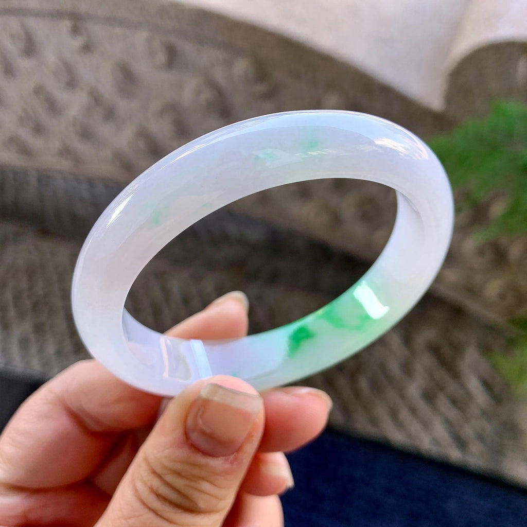 糯冰种白底青贵妃手镯（53.4mm）（yc305698）