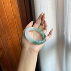 糯冰种飘花半山半水翡翠平安镯（55.8mm）（yc220795）