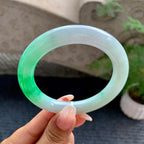 细糯种飘阳绿圆条手镯（57.8mm）（yc195922）
