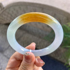 糯冰种黄翡圆条手镯（54.3mm）（yc276215）