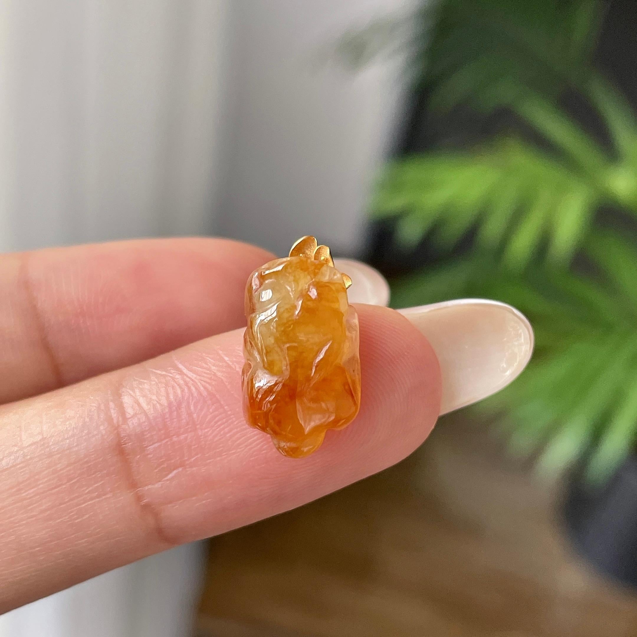 18k金糯冰种红翡貔貅吊坠       天然缅甸A货翡翠（yc421313）
