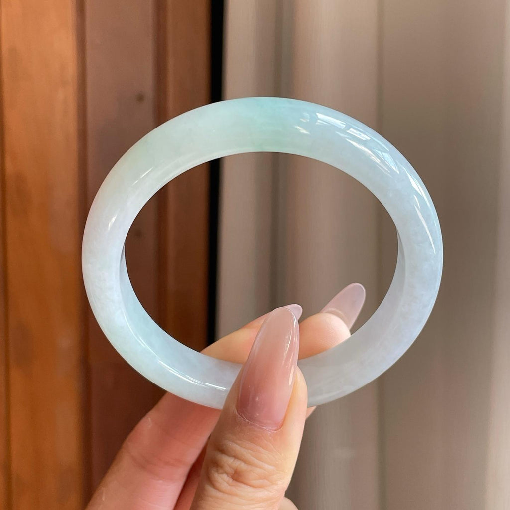 糯冰飘花翡翠平安镯（57mm)（yc278145）