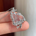 18k金钻镶冰玻种雪花棉翡翠吊坠（yc248477）