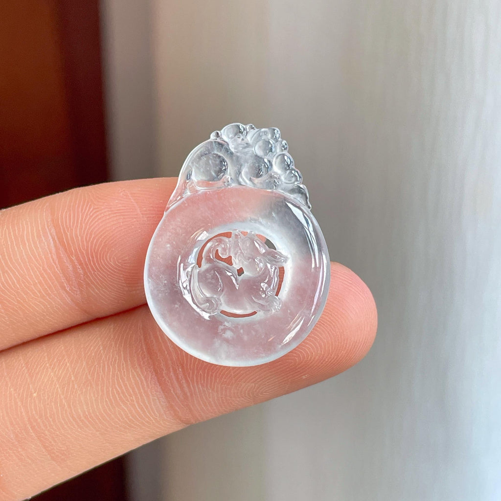 玻璃种无色翡翠仿古龙牌（yc316088）