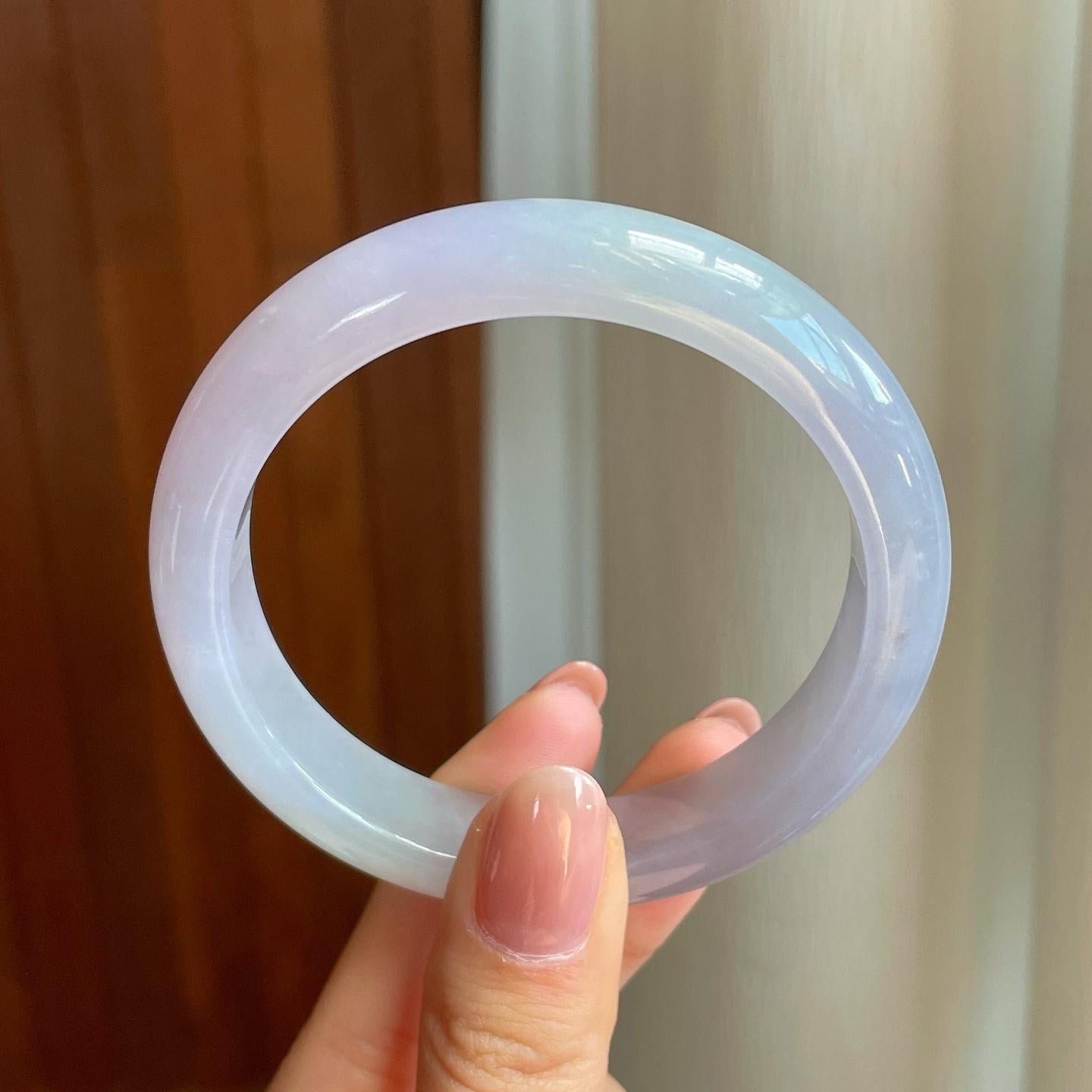 糯冰淡春底翡翠平安镯（56.7mm)（yc329480）