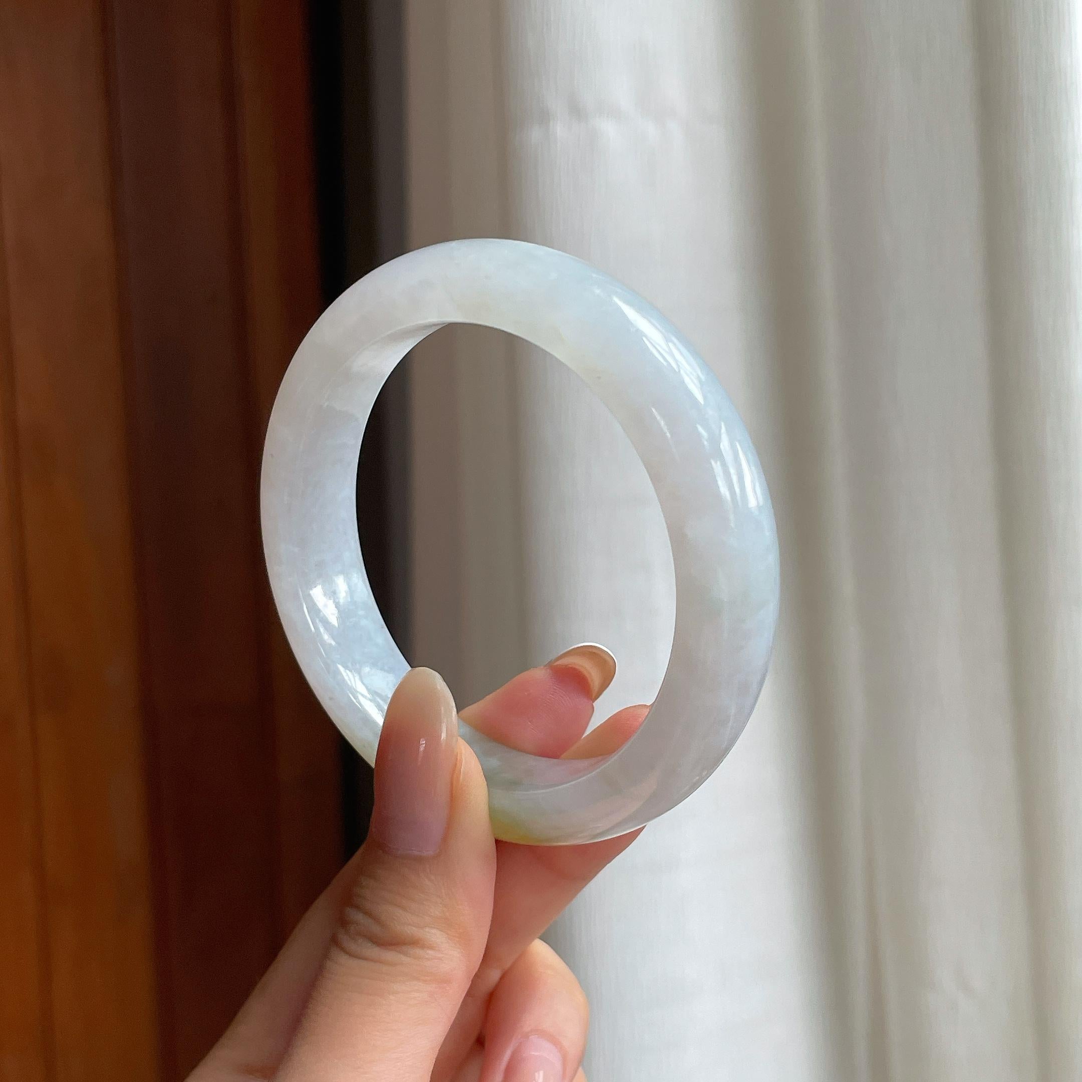 糯冰黄翡翡翠平安镯（55mm)（yc416999）