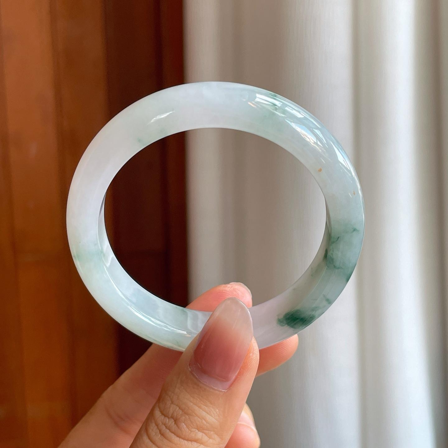 糯冰飘花翡翠平安镯（52.8mm）（yc312937）