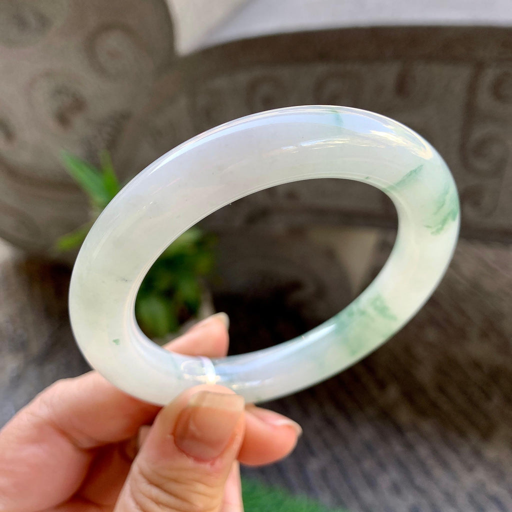 糯冰种飘花圆条手镯（54.6mm）（yc307303）