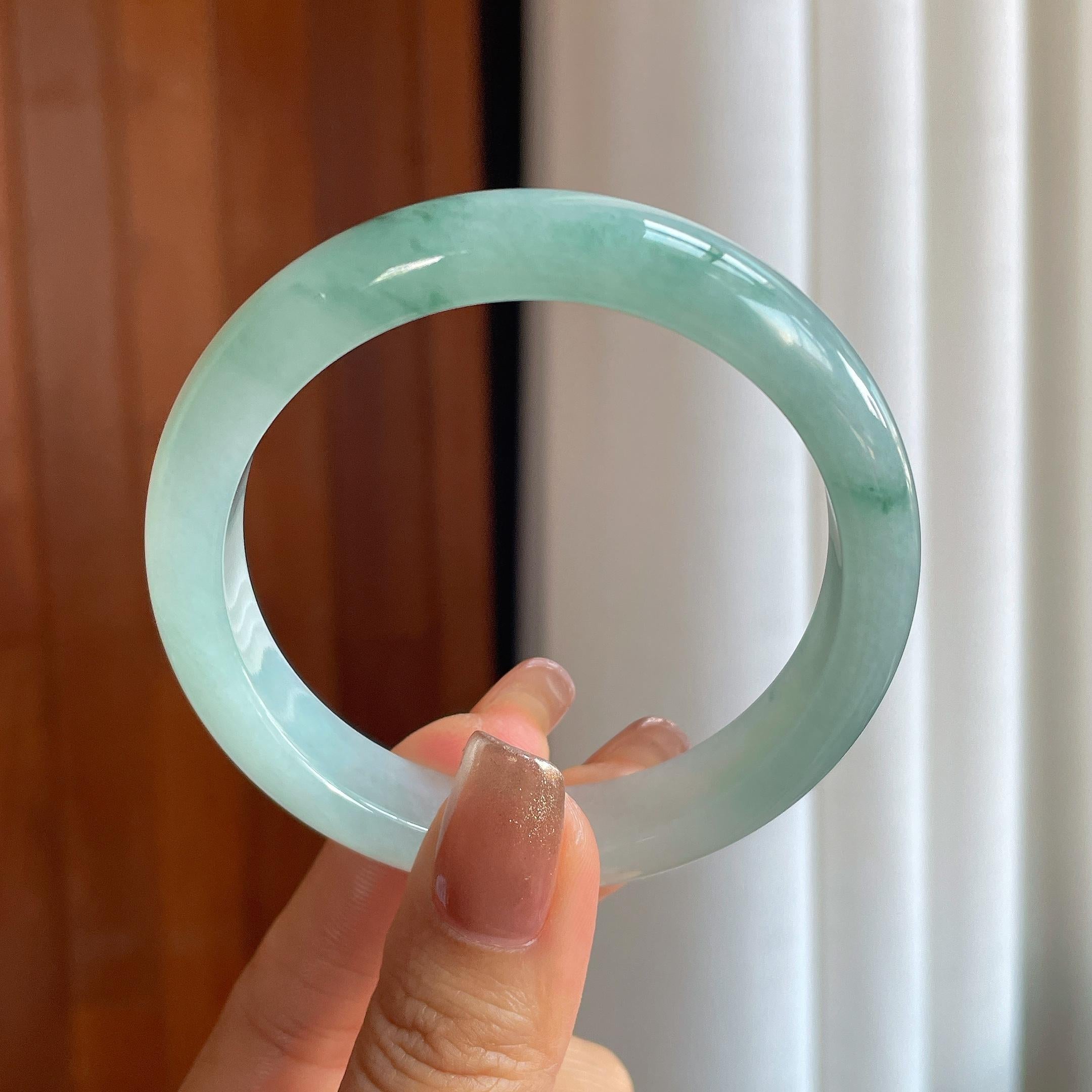糯冰飘花翡翠平安镯（56.5mm）（yc366944）