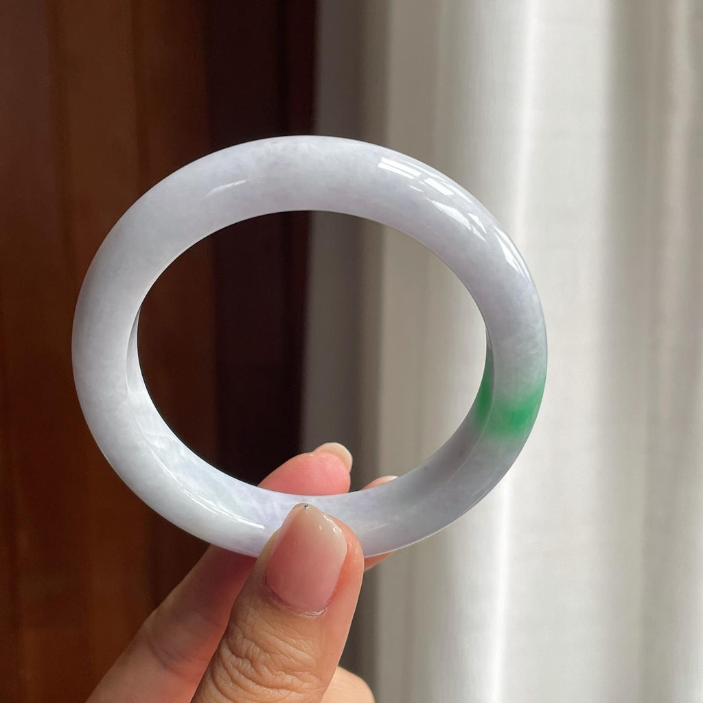 糯冰带色翡翠平安镯（56.5mm）（yc377981）