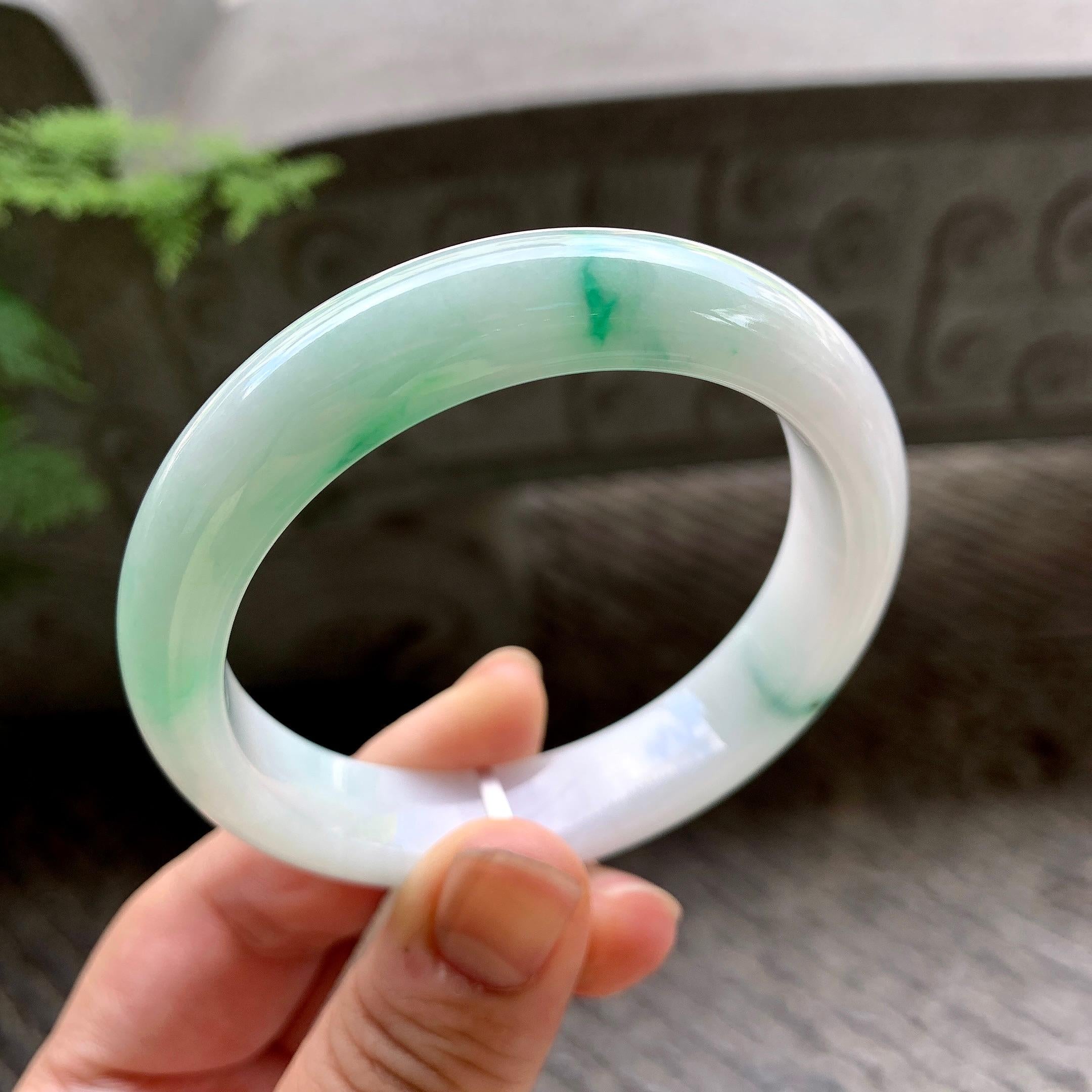 细糯种飘花平安镯（55mm）（yc202358）