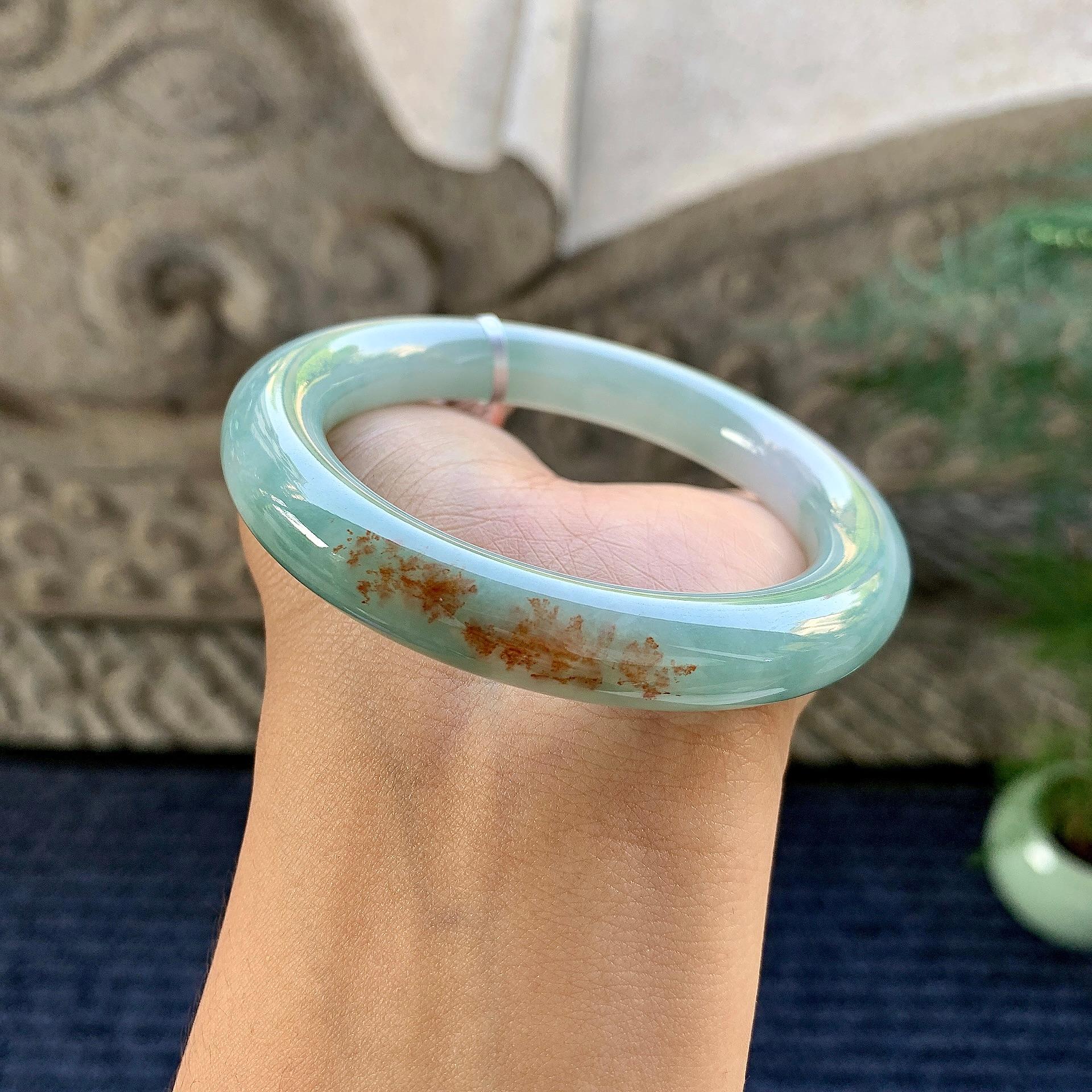 细糯种晴底飘红翡圆条手镯（55.2mm）（yc248093）