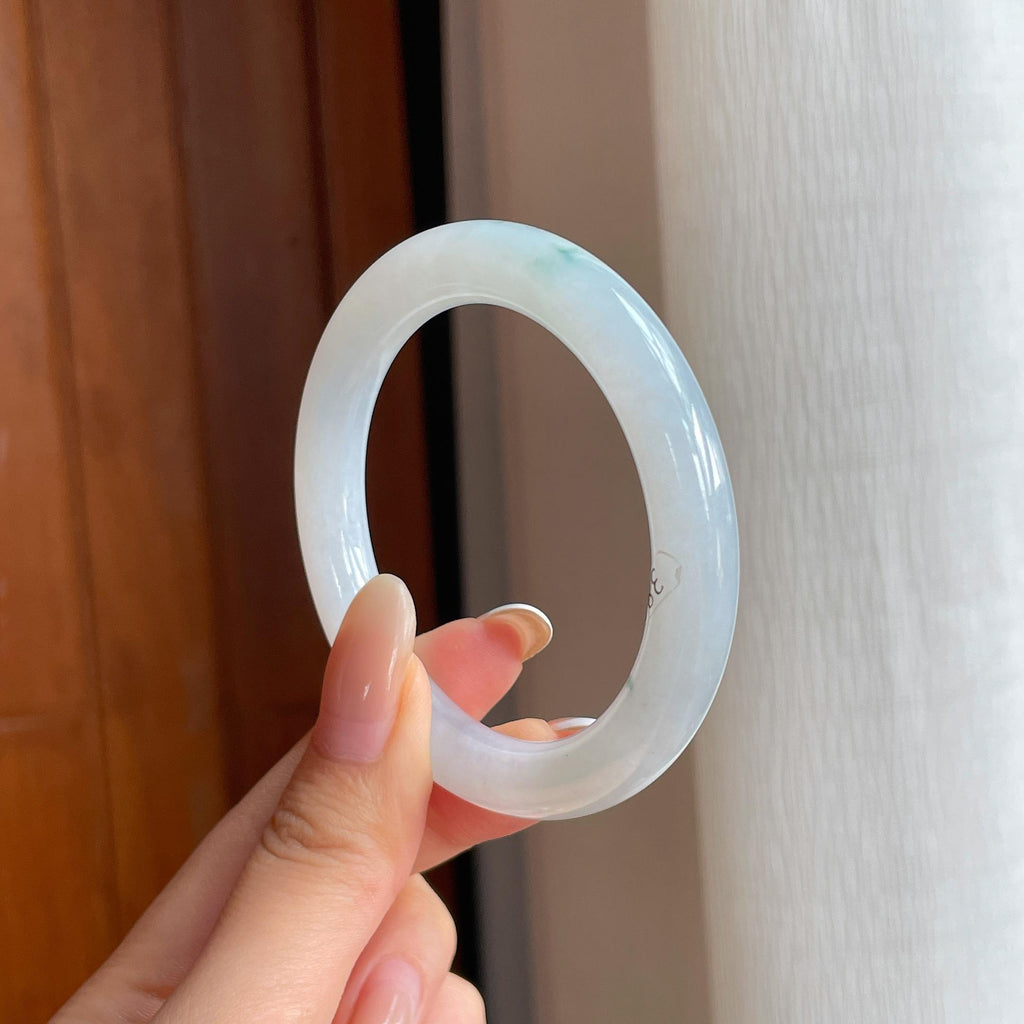 糯冰飘花翡翠圆条手镯（51mm)（yc412139）