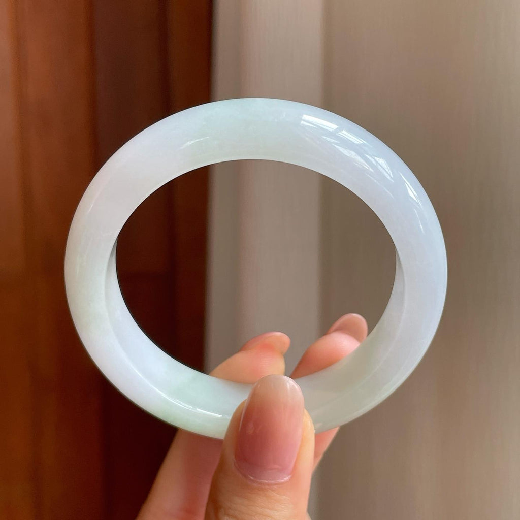 糯冰带色翡翠平安镯（51.2mm)（yc345407）