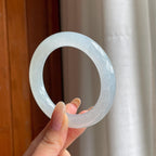 糯冰白月光翡翠圆条手镯（54.5mm)（yc406767）