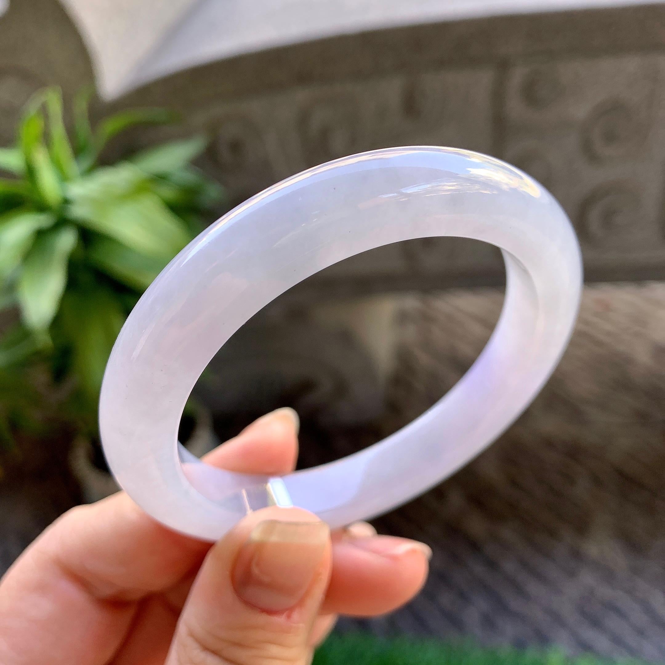 细糯种淡紫罗兰平安镯（53mm）（yc307321）