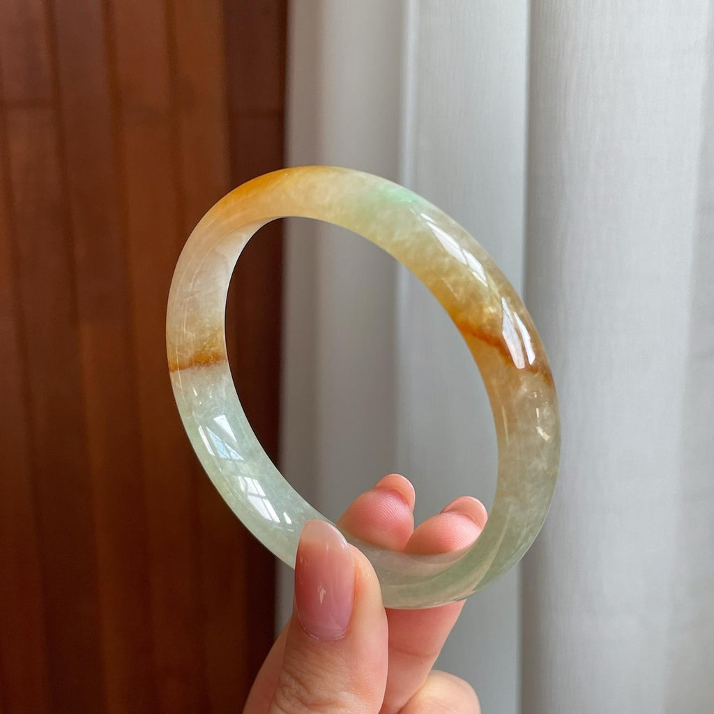 冰种黄翡翡翠平安镯（58.8mm）（yc333819）