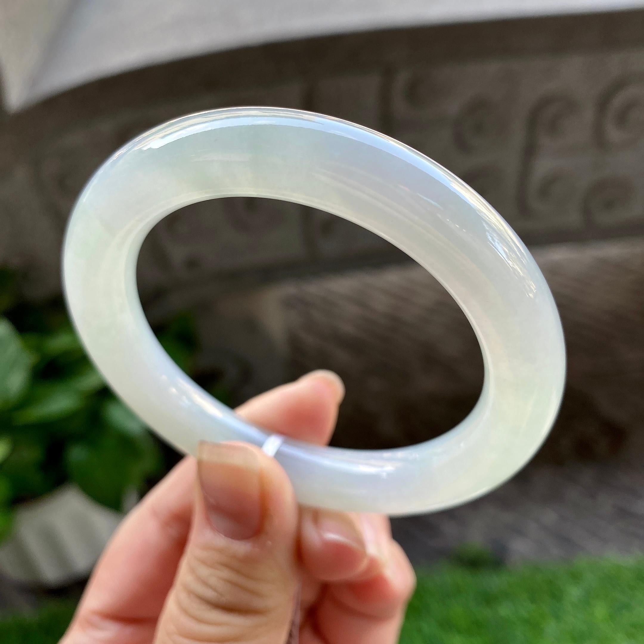 细糯种淡晴底圆条手镯（54.3mm）（yc304778）