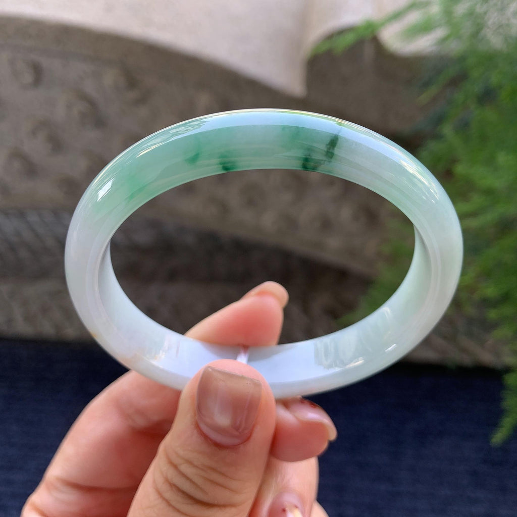 细糯种飘蓝花贵妃手镯 57.2圈口 天然缅甸A货翡翠（yc347572）