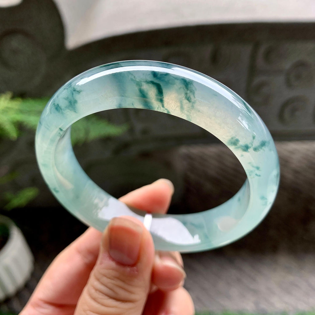 糯冰种飘花小宽版轮胎手镯（58.2mm）（yc252991）