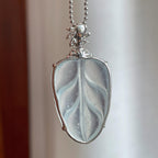 18k金镶冰玻种无色雪花棉翡翠叶子（yc250571）