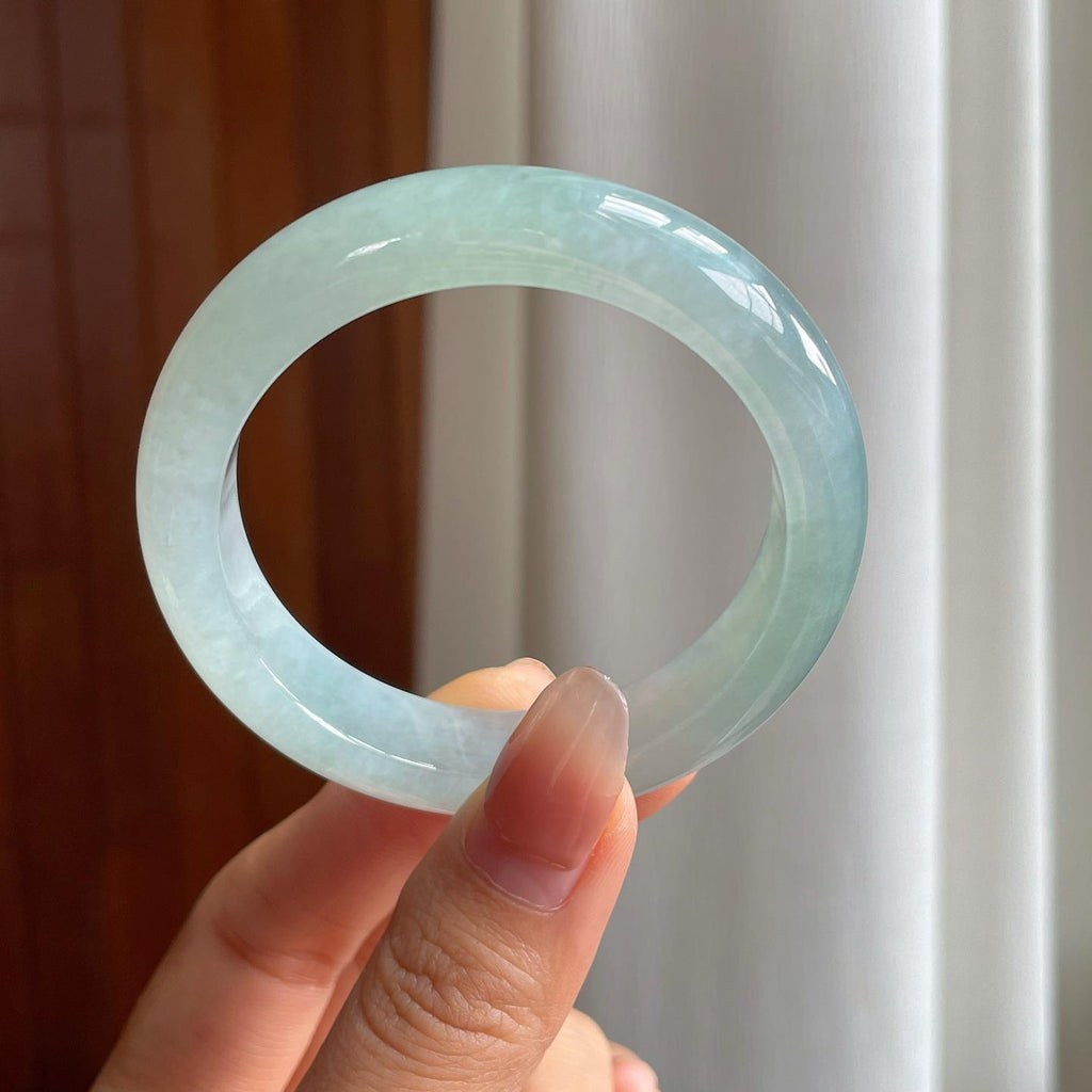 冰种蓝晴底翡翠平安镯（51.3mm）（yc344058）