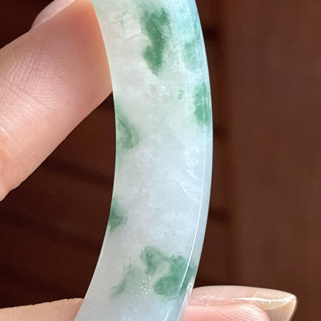 细糯种飘花正圈平安镯 53圈 天然缅甸A货翡翠（yc463187）
