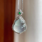 18k金镶冰种淡底色翡翠葫芦（yc239367）