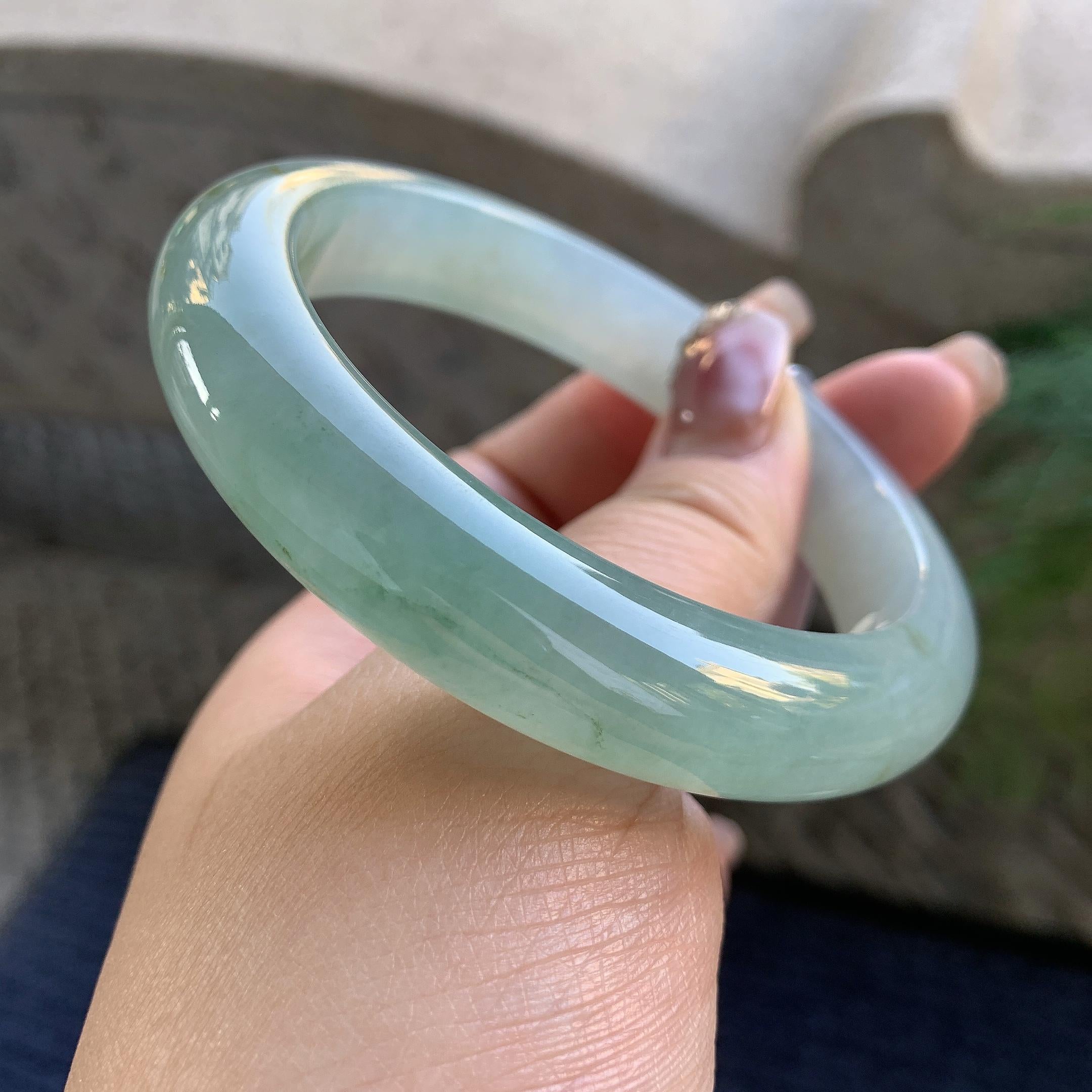 糯冰种晴水洒金平安镯（61mm）（yc294660）